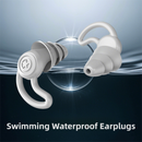 2-Pairs Grey Noise Reduction Silicone Ear Plugs for Swimming, Sleep, and Study - Waterproof Reusable Sound Blocking Earplugs