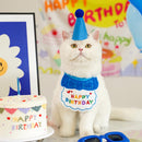 4-Pack Adorable Pet Dog Cat Birthday Party Hat & Bib Set(Purple & Dark-Blue) - Embroidered Bandana Bib & Felt Party Hat, Adjustable Tie-On Dress-Up Accessories