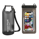 Black 10L PVC Waterproof Swimming Bag Bonus with Waterproof Phone Pouch - Roll-Top Floating Dry Gear Bags for Beach, Kayaking & Outdoor Sports