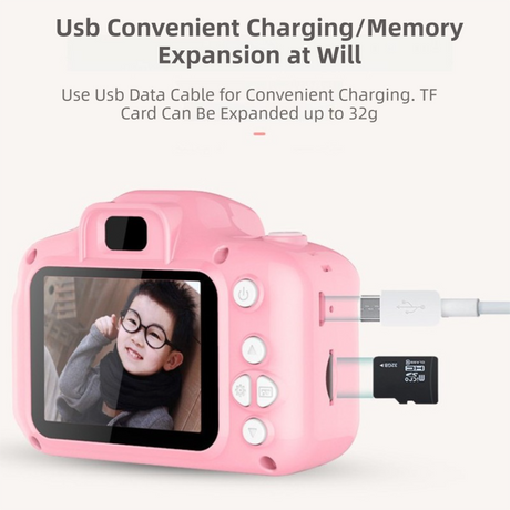 X2 Pink Single Lens Kids Carrot Bunny Digital Camera - Multi-Functions With 20MP Interpolation, Photo & Multiple Filters, 1080P Video and Game