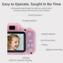 X2 Pink Single Lens Kids Cat Digital Camera - Multi-Functions With 20MP Interpolation, Photo & Multiple Filters, 1080P Video and Game