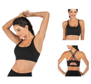 L Size Black Elegant Sexy Criss-Cross Back Sports Bra for Women - High Support & Anti-Shock, Wire-Free Yoga Crop Top with X-Shape Fine Strap