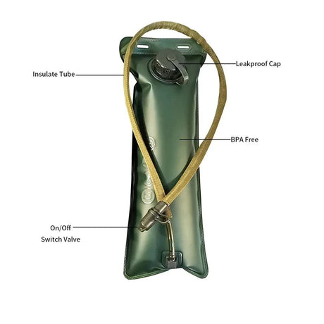 Outdoor Khaki 3L Hydration Bladder for Running & Cycling - Eco-Friendly PEVA Material Water Reservoir Pack Insert with Bite Valve & 93CM Water Pipe