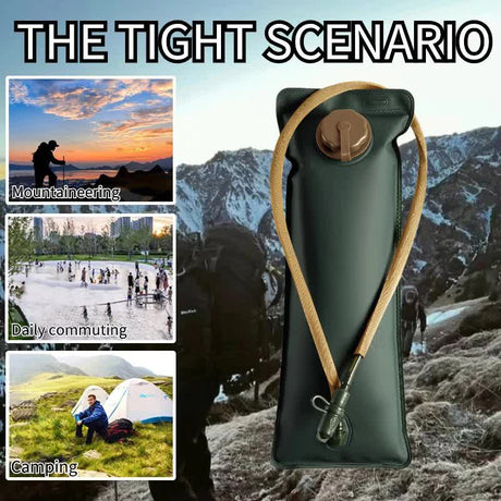 Outdoor Green 2L Hydration Bladder for Running & Cycling - Eco-Friendly PEVA Material Water Reservoir Pack Insert with Bite Valve & 93CM Water Pipe