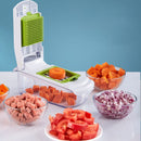 18-Piece White-Green Multi-Function Vegetable Chopper & Slicer Set - Rotary Grater with 5 Muti-Style Stainless Steel Blades for Home Kitchen