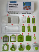 18-Piece White-Green Multi-Function Vegetable Chopper & Slicer Set - Rotary Grater with 5 Muti-Style Stainless Steel Blades for Home Kitchen