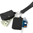 Black Grey Women's Ultralight Fashion Nylon Wristlet Pouch Set - Portable Mini Coin Purse & Key Holder Wallet