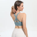 2-Pack Blue High-Support Shockproof Sports Bra(XL Size) - Women's Backless Yoga Running Vest with Naked-Feel Comfort (Padded & Wire-Free)