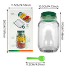 2-Pack(Green&Orange) Portable All-in-One Side-Opening Salad Container Jar with Fork(10.5x19CM) - Plastic Layered Meal Storage Cup for Kitchen & On-the-Go