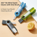2-Packs 3-in-1 Grey Portable & Compact U-Shape Deeply-Cleaning Brush - Multi-Functional Gap Scrubber for Lids, Mugs, and Baby Bottles