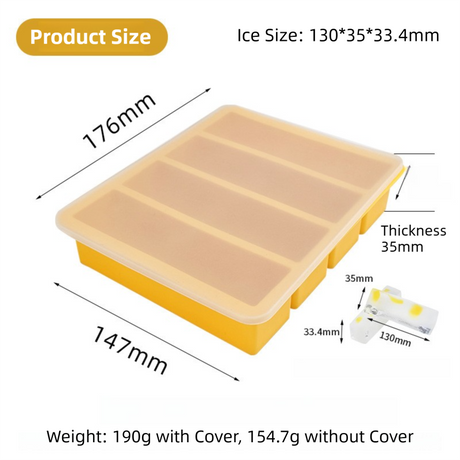 2-Packs Pink Flexible 4-Grid Silicone Long Ice Cube Tray with Lid - Easy Release Reusable Mold for Narrow Bottles & Cocktails