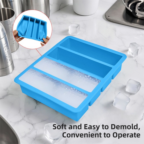 2-Packs Black Flexible 4-Grid Silicone Long Ice Cube Tray with Lid - Easy Release Reusable Mold for Narrow Bottles & Cocktails