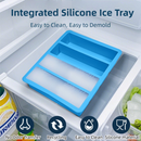 2-Packs Grey Flexible 4-Grid Silicone Long Ice Cube Tray with Lid - Easy Release Reusable Mold for Narrow Bottles & Cocktails