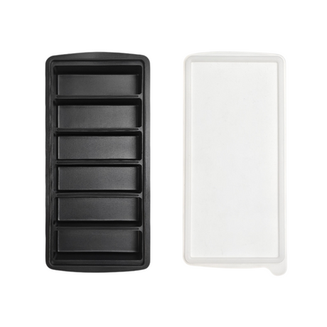 2-Packs Black 6-Grid Extra Long Silicone Ice Cube Tray - Easy Release Reusable Food Grade Mold for Whiskey, Cocktails & Commercial Use