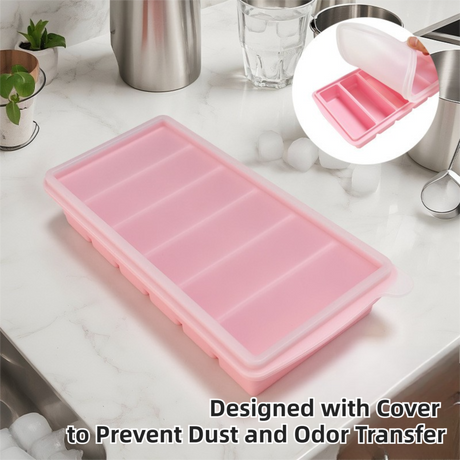 2-Packs Black 6-Grid Extra Long Silicone Ice Cube Tray - Easy Release Reusable Food Grade Mold for Whiskey, Cocktails & Commercial Use