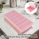 2-Packs Green 6-Grid Extra Long Silicone Ice Cube Tray - Easy Release Reusable Food Grade Mold for Whiskey, Cocktails & Commercial Use