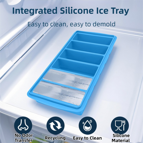 2-Packs Yellow 6-Grid Extra Long Silicone Ice Cube Tray - Easy Release Reusable Food Grade Mold for Whiskey, Cocktails & Commercial Use