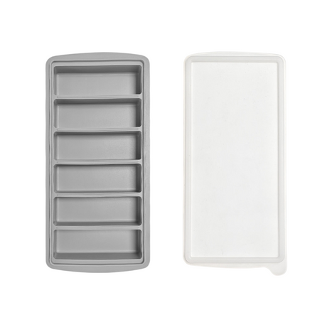 2-Packs Grey 6-Grid Extra Long Silicone Ice Cube Tray - Easy Release Reusable Food Grade Mold for Whiskey, Cocktails & Commercial Use
