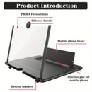 Black 10-Inch Ultra-Clear Portable Retractable HD Mobile Phone Screen Magnifier - Eye Protection Fresnel Lens Projector, with Built-in Phone Holder & Adjustable Base