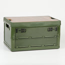 Green Collapsible Medium Side-Open Storage Box with Wooden Table Top(42x28x23CM) - Car Trunk Organiser for Australian Camping & Home Use