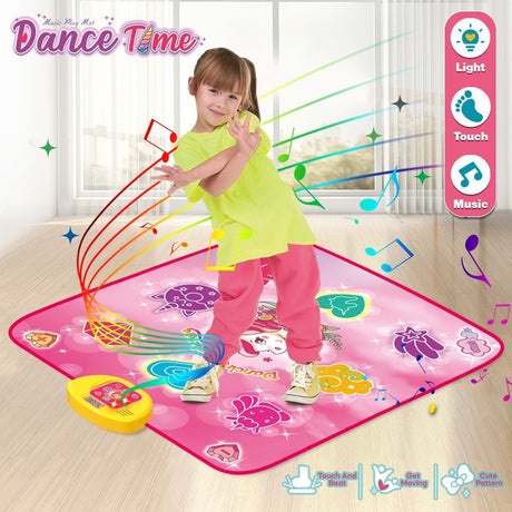2-Pack Kids Multifunctional Electronic Dance Mat(100x87CM) - Dessert & Pink Ornament Theme Play Mat with Sound Recognition for Early Education and Physical Exercise