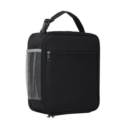 Black Insulated Lunch Bag with Shoulder Strap - Portable & Large Capacity Thermal Bento Tote
