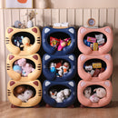 Yellow Cute Cat-Themed Stackable Storage Bin - Multi-purpose Pet Bed & Toy Organizer