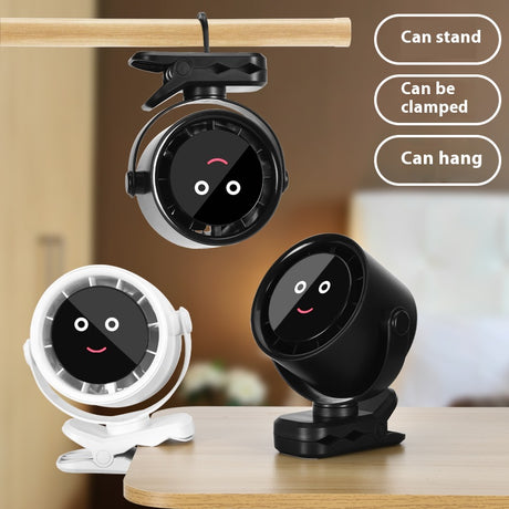 Black Portable Stroller Fan with LED Display - Bladeless Safety Clip-On Fan for Baby & Desk (4000mAh, 360 degree Rotation)
