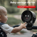 Black Portable Stroller Fan with LED Display - Bladeless Safety Clip-On Fan for Baby & Desk (4000mAh, 360 degree Rotation)
