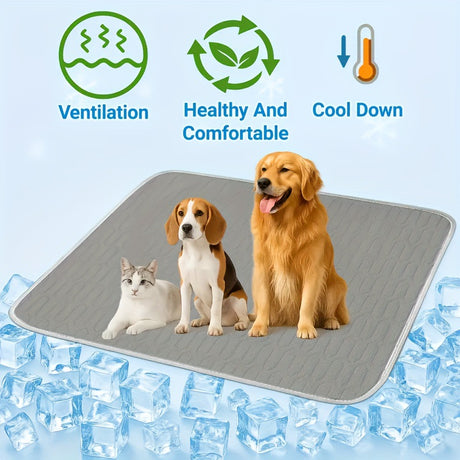 Blue Pet Summer Ice Silk Cooling Mat - Breathable Latex Sleep Pad for Dogs & Cats (150*100cm)