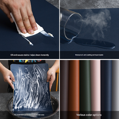 2-PCS Black and red PVC Double-Sided Lychee Texture Table Mat - Waterproof, Heat-Resistant & Easy to Clean for Home and Hotel Use