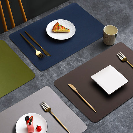 2-PCS Dark green and off-white PVC Double-Sided Lychee Texture Table Mat - Waterproof, Heat-Resistant & Easy to Clean for Home and Hotel Use