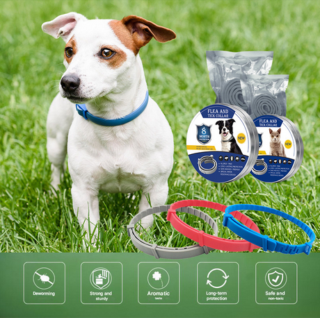 3-Pcs Green 8-Month Flea and Tick Repellent Collar for Dogs and Cats – Waterproof, Adjustable & Safe with Natural Herbal Oils(38cm)