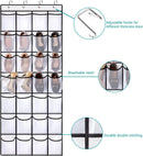 Black 28-Pocket Over-the-Door Shoe Organizer with Breathable Mesh – Wall Hanging Storage Bag for Shoes, Boots, and Accessories