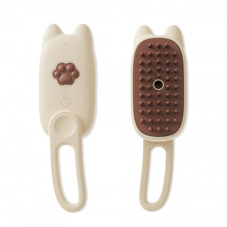 Off-white Pet Spray Grooming Brush - 3-in-1 Steam Dematting Comb with Nano Mist for Cats & Dogs - Anti-Flying Hair & Massage