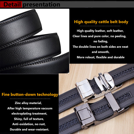 Valentine's Day Gift - Premium Men's Genuine Leather Automatic Buckle Belt - Business & Casual(Style 8)