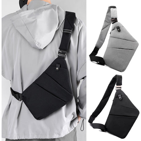 Black Anti-theft Crossbody Sling Bag for Men & Women - Slim, Lightweight Chest Shoulder Pack for Travel & Daily Commute