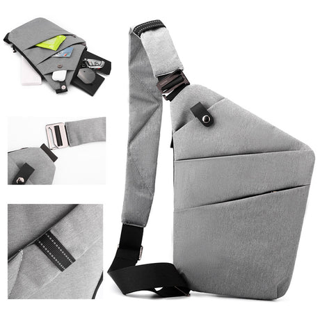 Black Anti-theft Crossbody Sling Bag for Men & Women - Slim, Lightweight Chest Shoulder Pack for Travel & Daily Commute
