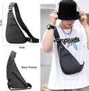Black left shoulder New Men's Reflective Crossbody Sling Bag - Casual Commuter Shoulder Chest Pack for Daily Essentials