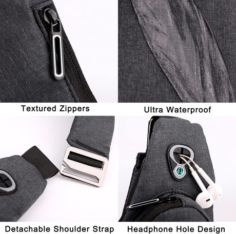 Blue left shoulder New Men's Reflective Crossbody Sling Bag - Casual Commuter Shoulder Chest Pack for Daily Essentials