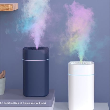White 2-in-1 Ultrasonic Air Humidifier & Essential Oil Diffuser with 7-Color LED Night Light - Quiet Desktop Mini Humidifier for Home, Office, Bedroom