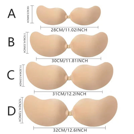 3-PCS Black color Invisible Silicone Push-Up Bra - Reusable Adhesive Mango Breast Pasties with Breathable Design - Strapless Backless Self-Adhesive Nipple Covers for Women(Cup C)
