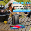 Black Multifunctional Turbo Fan - Portable High-Speed Dust Blower with LED Light & Emergency Power Bank for Outdoor & Home Use