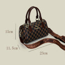 Black leopard print Stylish PU Leather Boston Bag - Elegant Retro Single Shoulder Crossbody Handbag for Women