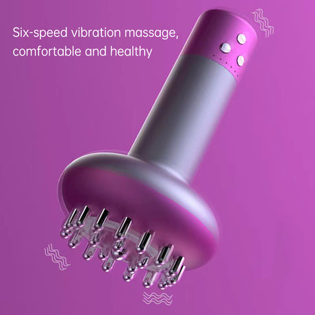 Purple Electric Meridian Brush Massager - 6-in-1 Handheld Device with Vibration, Microcurrent, and Heat Therapy