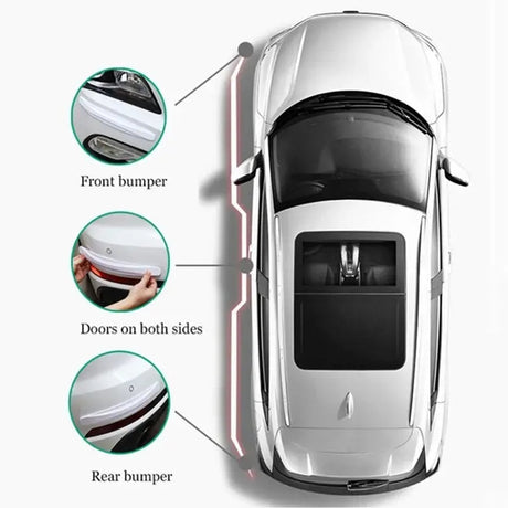 3-PCS Red Universal Car Bumper Protector Strips - Carbon Fiber Look Anti-Scratch Guards (2-Pack)