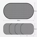 Black Universal Car Window Sun Shade Set - Mesh Fabric UV Protection(One solid rear baffle + two perforated angled baffles + two solid side baffles)