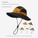 Black Quick-Dry Sun Protection Bucket Hat for Men - Breathable Outdoor Hiking & Fishing Cap with Wide Brim
