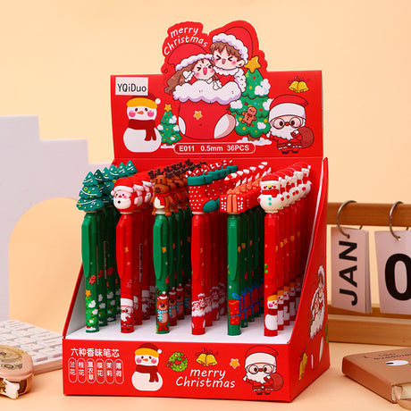 Christmas Theme Retractable Gel Pens (0.5mm Black Ink) - Festive Student & Office Holiday Gift Pack (36 Pcs)