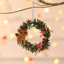 Elk Mini Christmas Wreath Ornaments (11cm) - Festive Santa, Snowman & Reindeer Decor for Doors & Windows